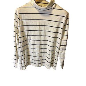 Talbots NWT White Navy Horizontal Striped Long Sleeve Turtleneck Sz 2X